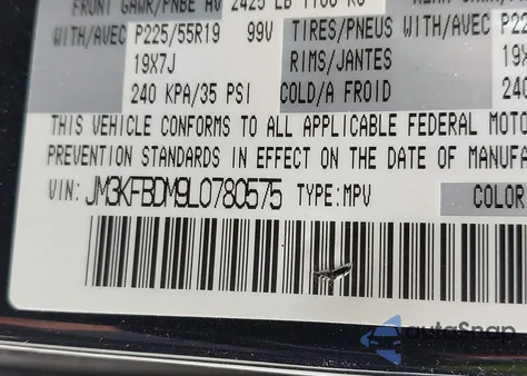 2020 Mazda Cx-5 Grand Touring from USA, damaged, VIN JM3KFBDM9L0780575